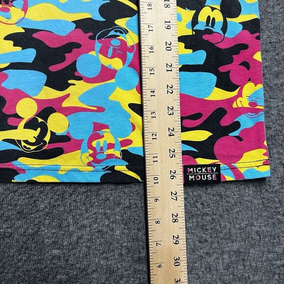 Disney Parks Mickey Mouse Camo Shirt Women Size Small Ringer All Over Mickey - Picture 7 of 7